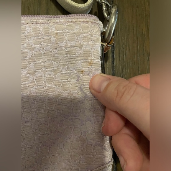 COACH Z SOHO LILAC/ ORCHID JACQUARD WITH TAN LEATHER TRIM CROSS BODY BAG - Picture 6 of 16